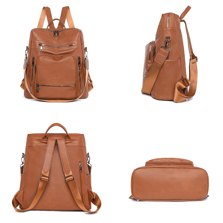 Mochila clásica de cuero de para mujer, mochila de viaje de lujo de Color sólido 2025, Mochilas escolares informales para niñas, Mochilas femeninas