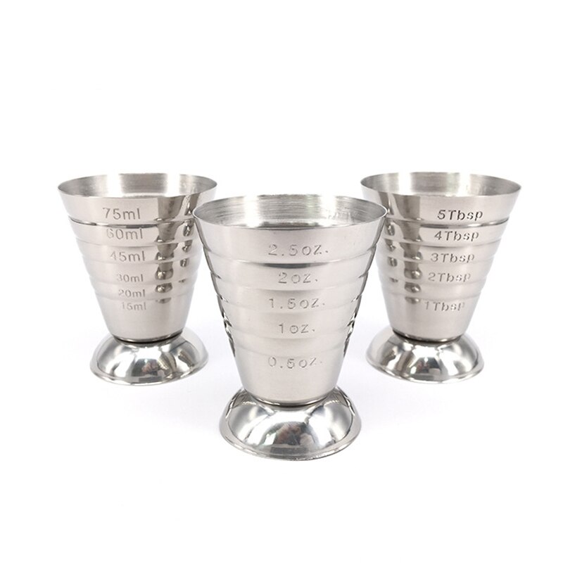 75ml/2.5oz Stainless Steel Measure Cup Stainless Steel Measure Cup Measurement Unit for Bars Making Mixed Drinks