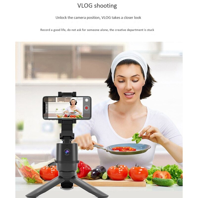 Portable All-In-One Smart Follow Gimbal, 360° Rotates Auto Face & Object Tracking Smartphone Pivo Pod Holder