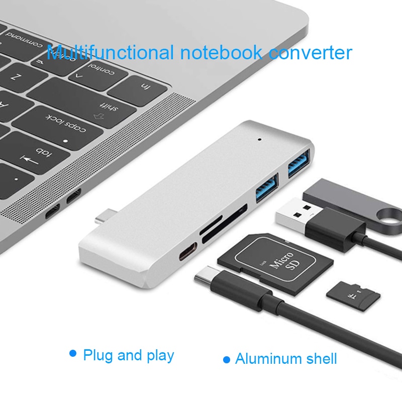 Basix usb type c hub til macbook 12 tommer usb-c dock adapter thunderbolt 3 med micro sd/tf læser slot til mac bookpro usb c hub