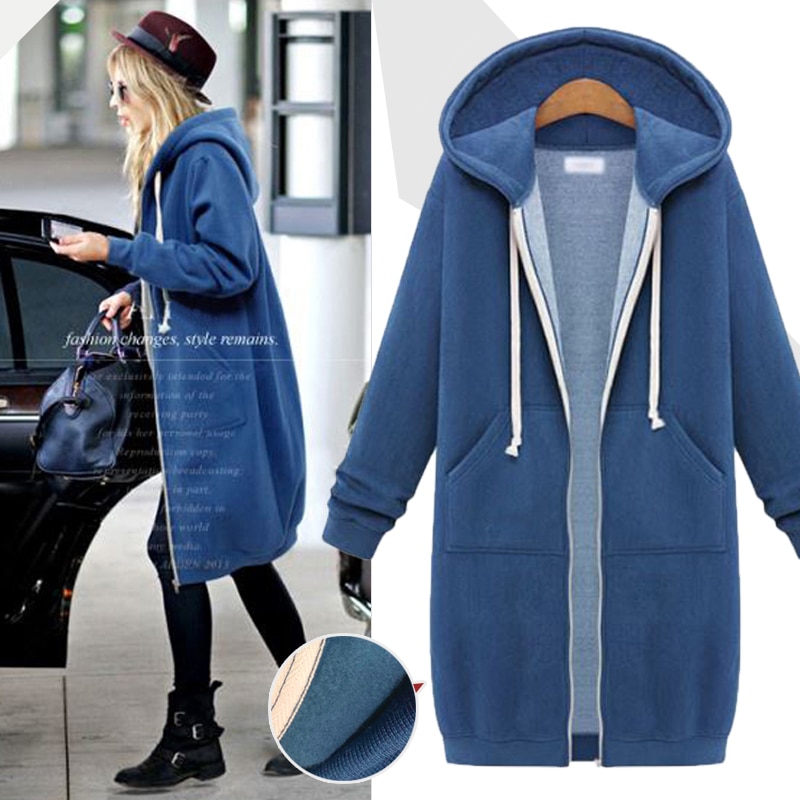 Plus size 5xl dames jas lange jas herfst casual winter capuchon jas dames trui dames vest rits jassen windjack