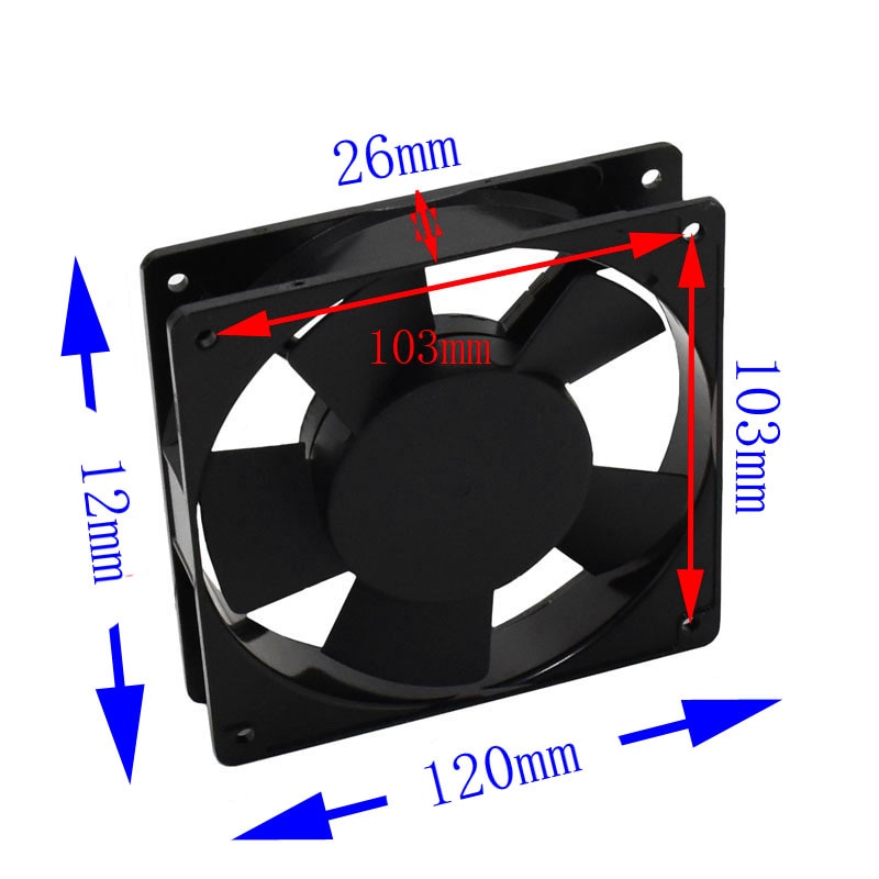 Ventilador de incubadora de poco ruido, ventilador de refrigeración Axial de 220V, 26mm x 120x120, uso para accesorios ozonizadores, ventilador de escape de estaño para soldadura