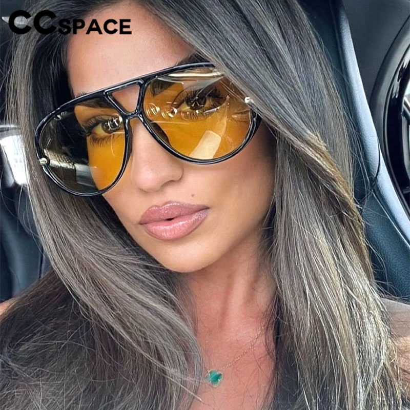 Gafas de sol de gran tamaño para mujer, lentes amarillas de gran tamaño a la , gafas de sol de de lujo, protección UV 2024 # 300864
