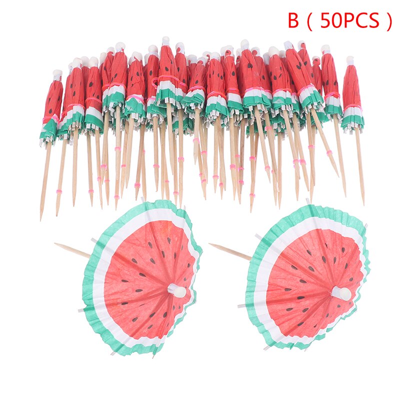 50Pcs Cocktail Paraplu Sticks Decoratieve Tandenstokers Fruit Cupcake Dessert Buffet Cocktail Parasols Drankjes Picks Party Servies: B