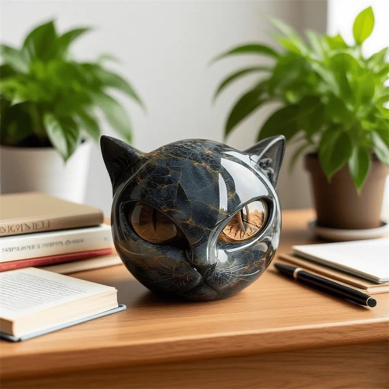 Halloween Cat Sculpture Decoration Cute Cat Head Ornament Home Decor Easter Christmas Decoration Figurine