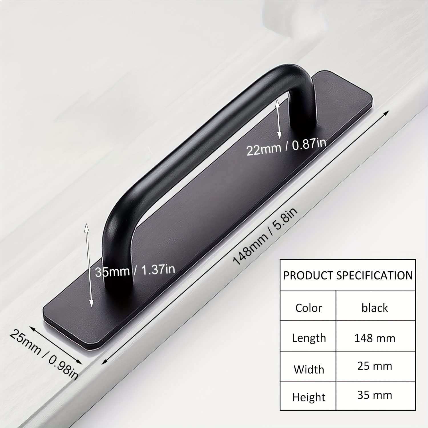 Self-Stick Instant Cabinet Drawer Handles Pulls - 5.8 inch Stainless Steel Adhesive Door Handles, No Drilling