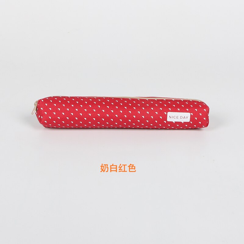 Colorful School Pencil Cases Pencil Bag Stationery for Girls Cute Fabric Pencil Case: Red