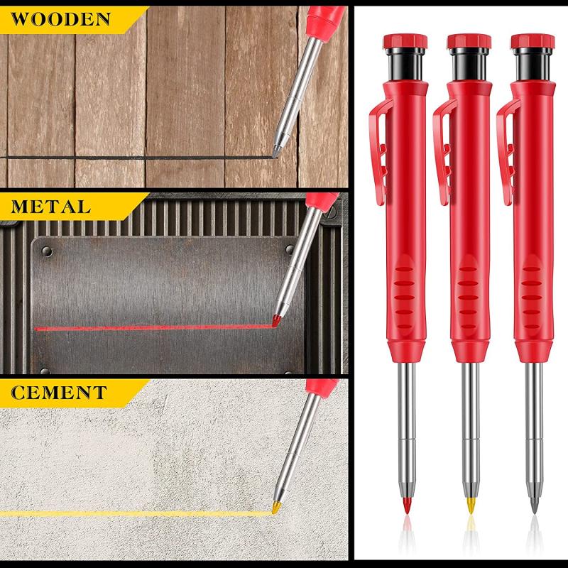 2.8mm solida mekaniska pennor för snickare med vässare för träbearbetning, konstruktion, lång snickarpenna, brevpapper, verktyg