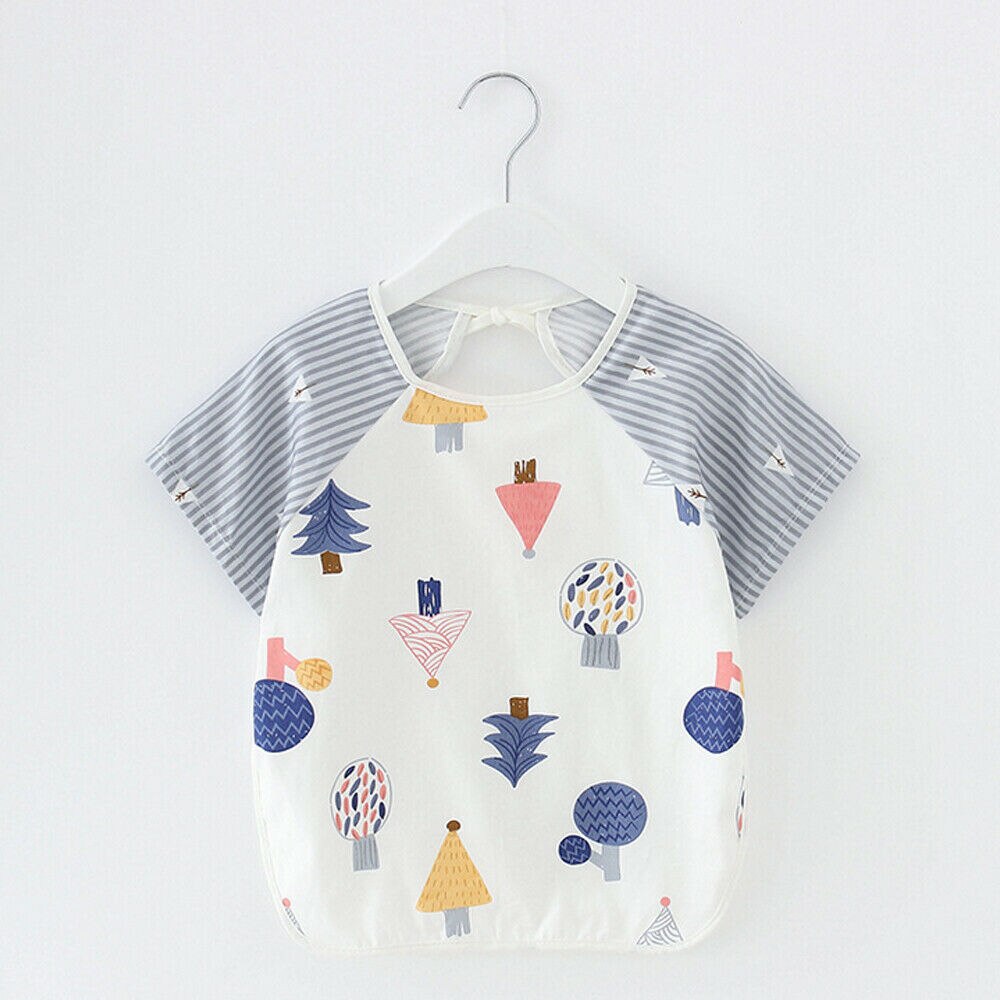 Baby freundlicher Langarm Fütterung Lätzchen Spuck Lätzchen Tücher Wasserdichte Gesamt Kunst Handwerk Farbe Spielen Schürze: Blau / 80cm