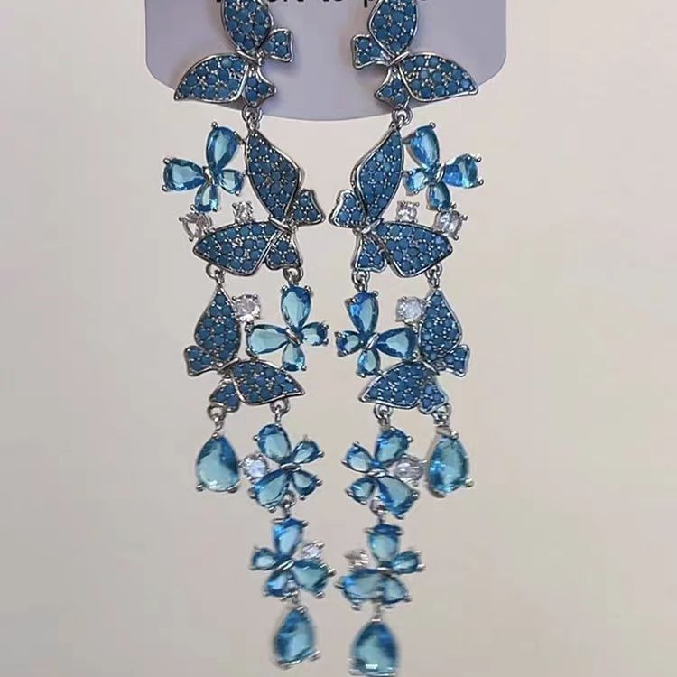 Boucles d'oreilles à pampilles papillon pour femmes, Style forêt, longues fleurs douces, tempérament Super féerique, décorations exquises