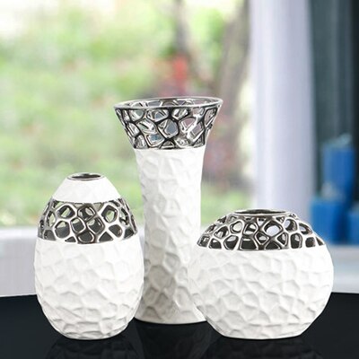 Korte keramische zilveren bloemenvazen voor feesten keramische bloemenvaas schelp witte keramische vaas kantoor thuis bruiloft decoratie j