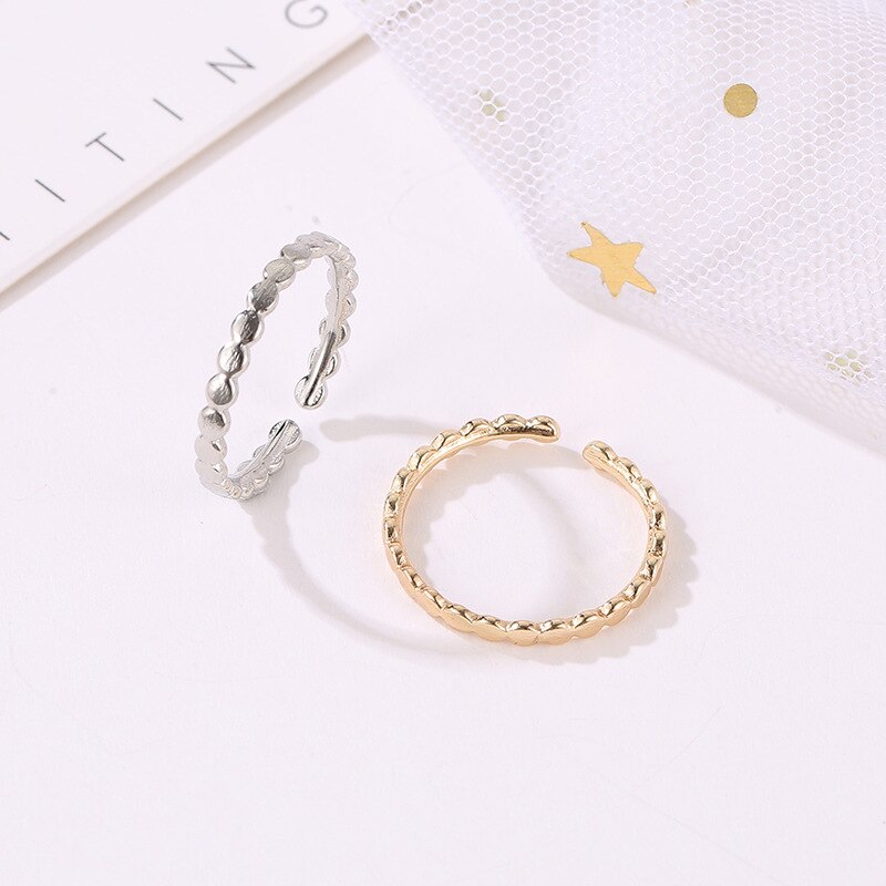 Kreative Einstellbare Gold Frauen Hochzeit Ring Edelstahl Geometrische Welle Öffnung Ringe Anillos Acero Inoxidable Mujer