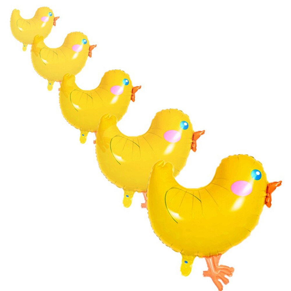 5Pcs Cartoon Folie Ballonnen Mooie Grote Gele Kippen Patroon Mylar Helium Ballonnen Decors Voor Verjaardagsfeestje Fetival Bruiloft (