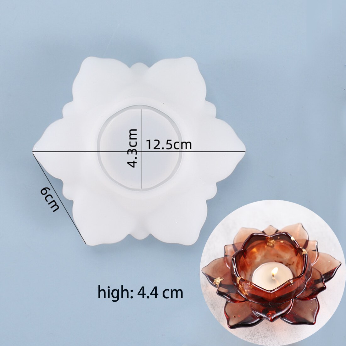 Tarro de vela de hormigón, molde de silicona, portavelas redondo de loto, molde de yeso de cemento, herramienta de molde para candelabro de resina epoxi hecho a mano: Amarillo claro
