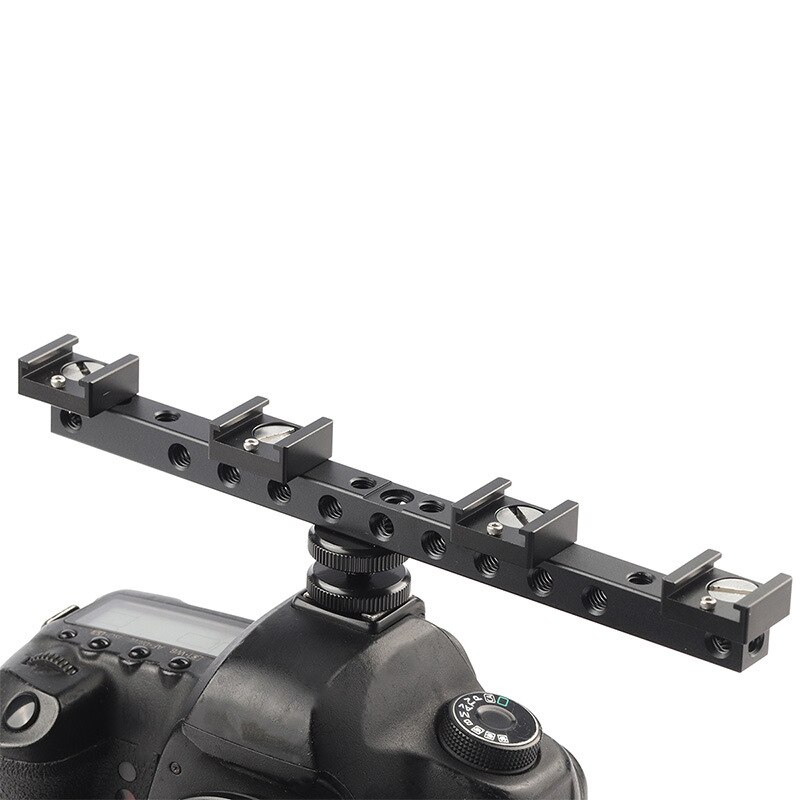 Hot Shoe Mount - Multiple 1/4" Thread Holes - Extension Bracket - Camera Accessory