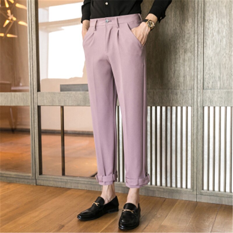 Heren zwarte nette broek koreaanse streetwear broek voor heren casual losse pasvorm parfum masculino pantalon kostuum homme lente