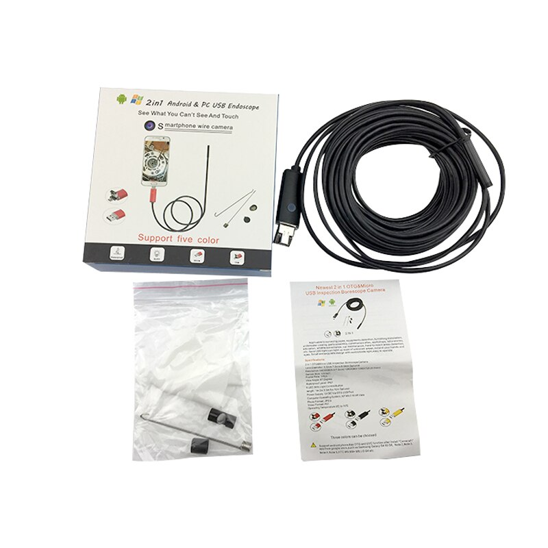 AN99 Endoscoop Camera 7Mm Lens 6 Led IP67 Waterdichte Inspectie Borescope 2in1 Interface Micro Otg Usb Camera Endoscopio Android