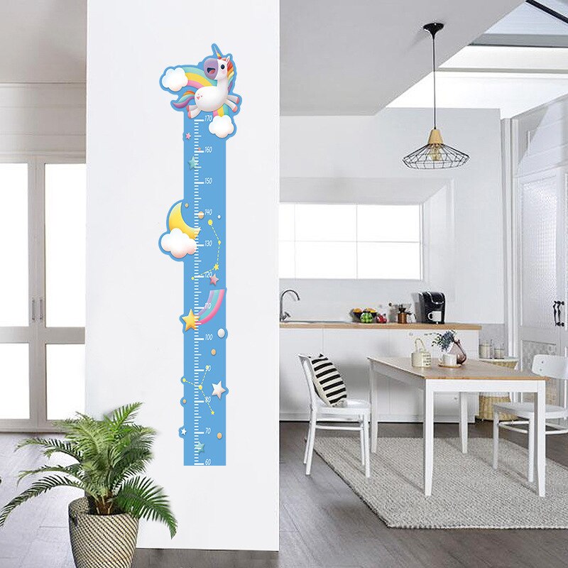 Sød enhjørning abe højde måling wallsticker tegneserie dyr gør-det-selv klistermærker lineal til børn boligindretning vækstdiagram: Pegasus