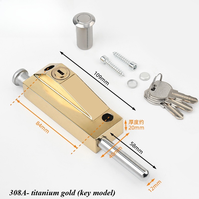 Revolving Door Latch Lock FramedSpring Floor Latch Iron Door Floor Lock Wood Door Open Mounted Floor Lock Universal: Chrome