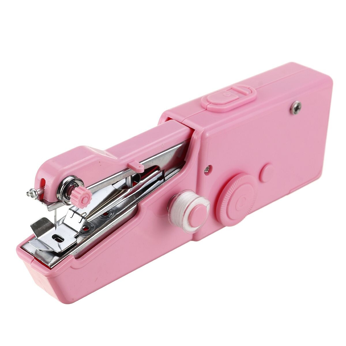 Portable Handheld Sewing Machine Quick Stitch Sew Needlework Electric Cordless Clothes Fabrics Mini Sewing Machine Sewing Kits: Pink