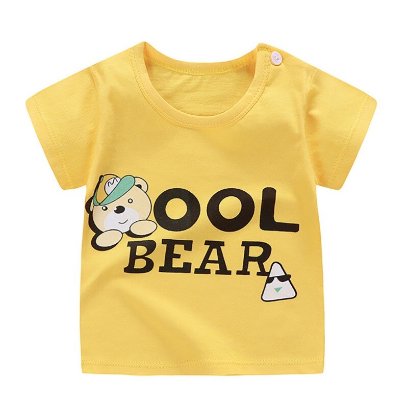Peuter Baby Jongen Meisje Zomer Katoenen Tops Blouse Baby Ronde Kraag Korte Mouw Casual Top Pasgeboren Unisex Cartoon Print T-shirt: 3 / L