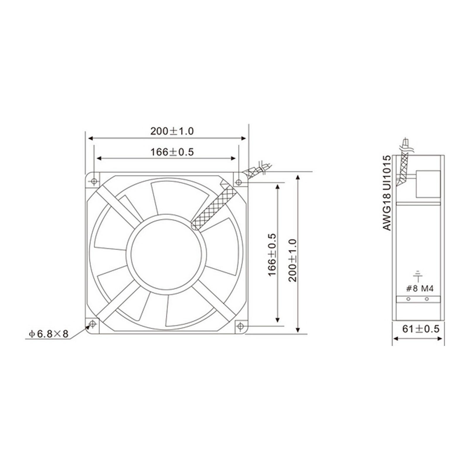 220V AC 200x200x60mm Axial Radiator Fan 285CFM 2500RPM Ball Bearing High Speed