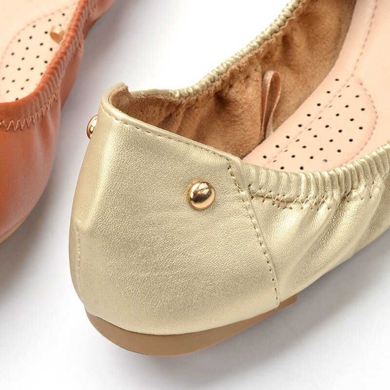 Chaussures simples à tête ronde pour femmes, plates et à rivets, en rouleau d'œuf, respirantes et décontractées, avec pédale, pour le printemps et l'été
