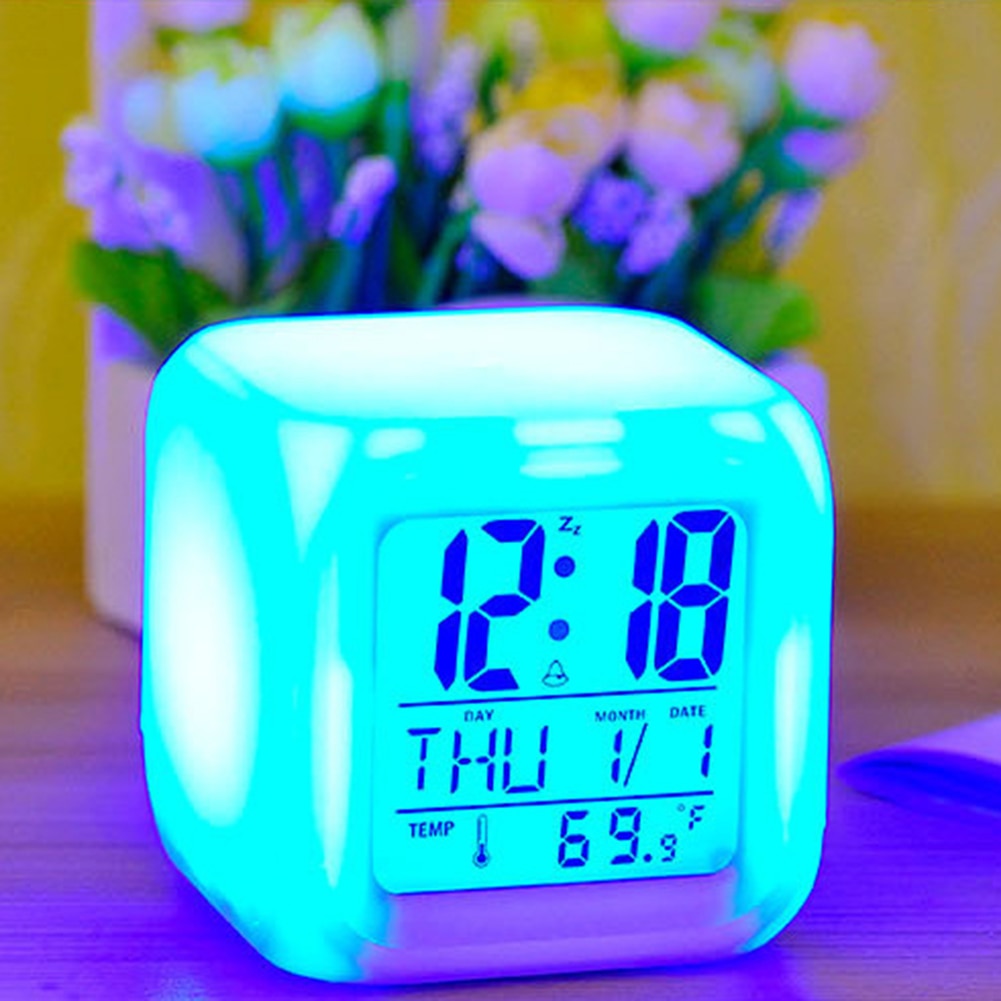 LED Wekker Bureau Digitale Alarm Thermometer Gloeiende Kubus Klok