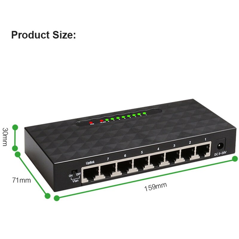 8 Port Gigabit Switch Netwerk Ethernet Switch Smart Network Switch Hub Adapter Volledige Of Half Duplex Uitwisseling