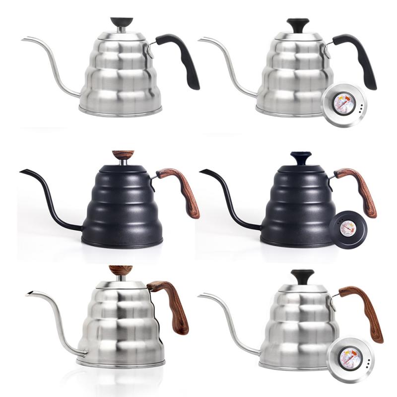 Koffie Waterkoker 1.2L 1L Rvs Giet Over Koffie Pot Ketel Drip Ketel Met Thermometer Geïsoleerde Handgreep Voor Home Offic