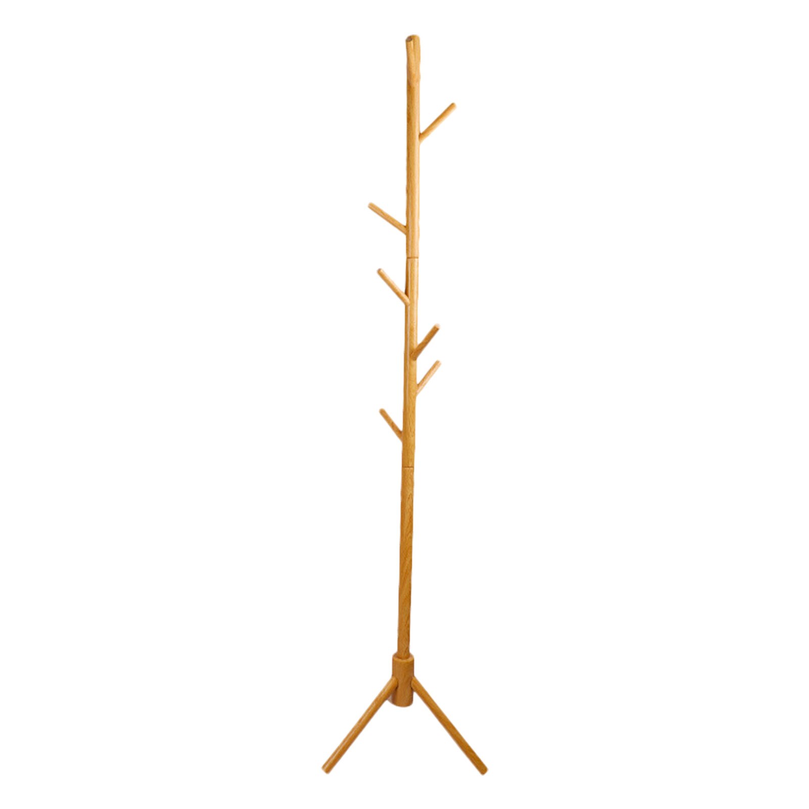 Wood Hangers Hat Coat Display Floor Standing Rack 6 Hooks Clothes Hanger Bedroom Clothing Organizer: Wood color