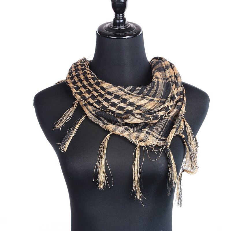 Écharpe pied de poule arabe pour femmes, longue en cachemire, épais et doux et avec pompon, à la , blanc et noir, collection