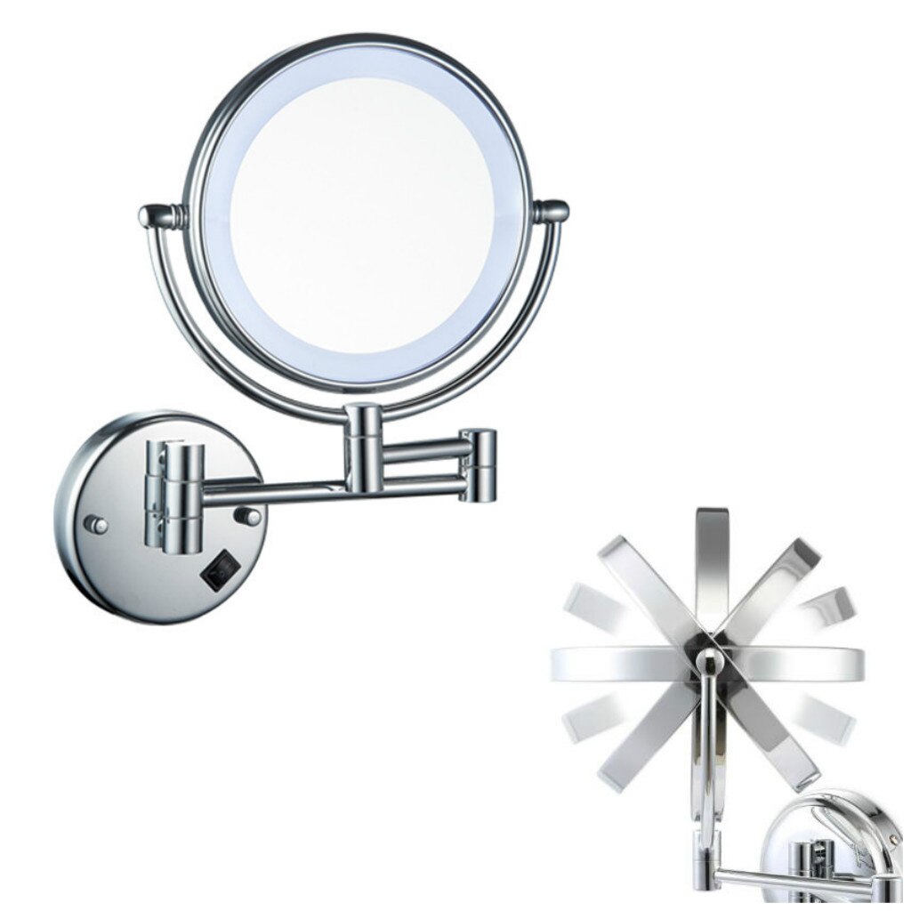 8inch LED Surround Wall Mount Vanity Mirror Swivel Extendable for Makeup Cosmetic Bathroom Shower Shaving Stylish Finished