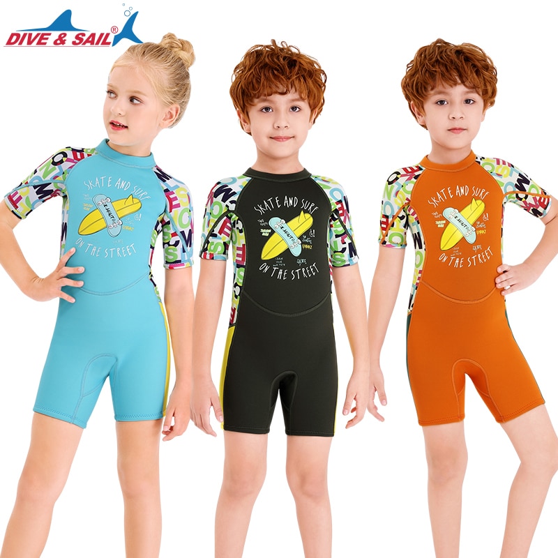 I bambini 2.5mm SCR Neoprene Ragazzi Della Ragazza Elastico Muta Breve Immersione Tuta Termica Anti-medusa Per Bambini Spiaggia di Snorkeling costume da bagno
