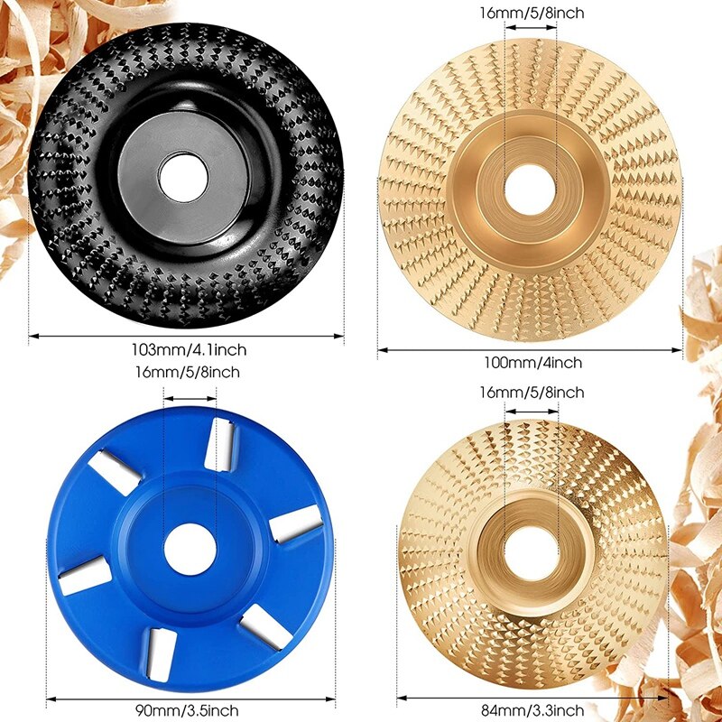 Discos de tallado de madera, disco de amoladora, utilizado para cortar madera, dar forma y pulir, 4 Uds.