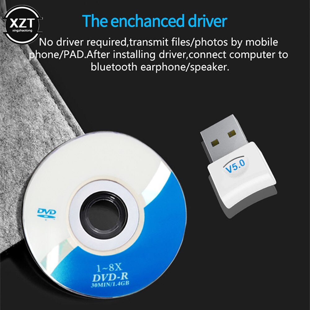 USB Bluetooth dongle adapter V5.0 suitable for PC computer laptop wireless music audio speaker earphone receiver transmitter