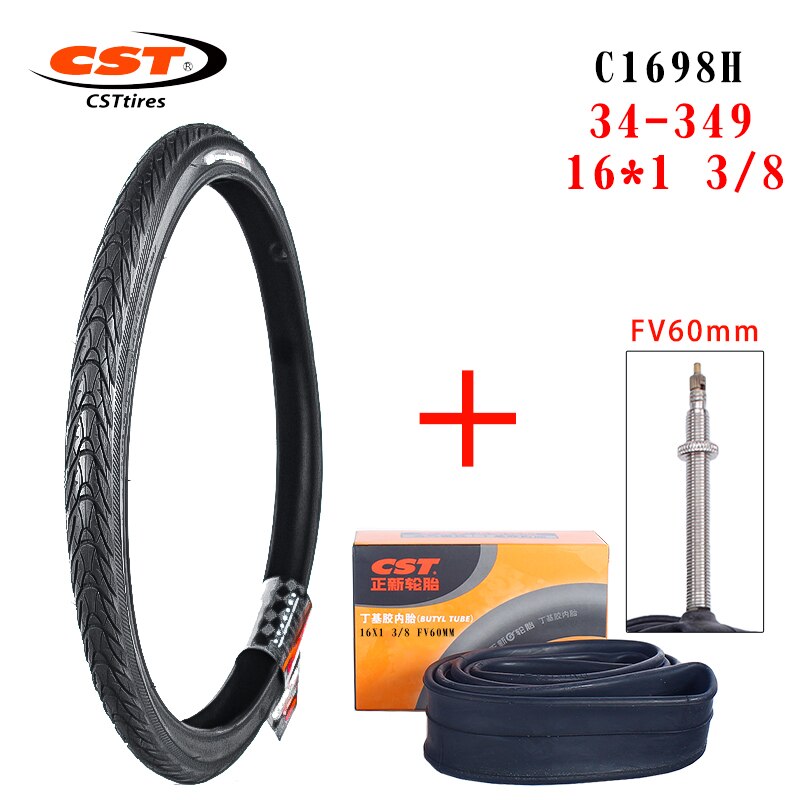 CST – pneus de vélo pliant à petites roues 16x1, pour pneus extérieurs de 34 à 3/8 de 16 pouces, C1698 60TPI, BMX, 349: 349 16X1 3 8 FV60