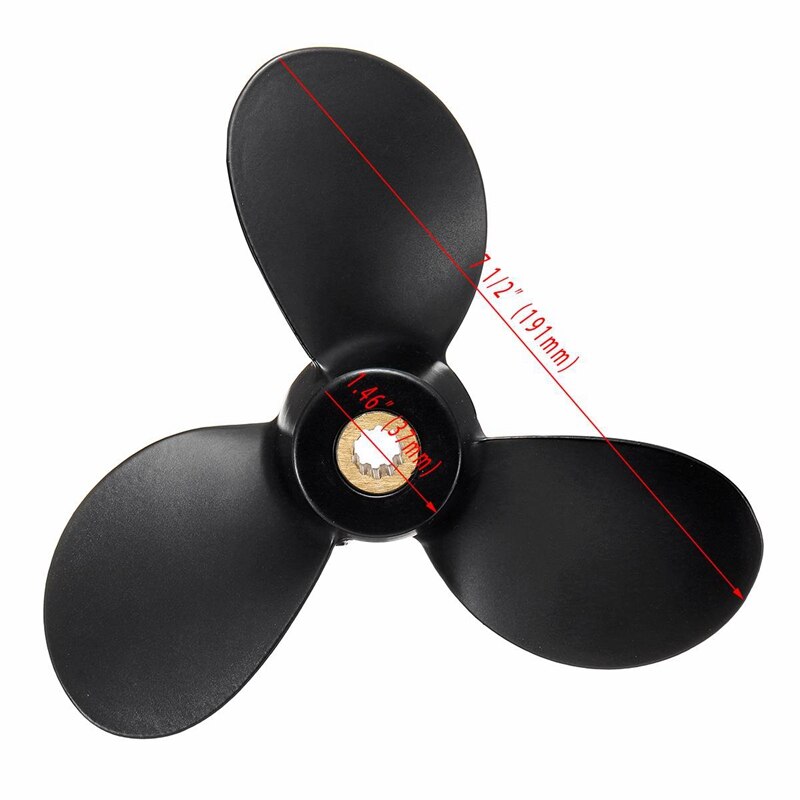 7 1/2X7 barco motor hélice 3-Hoja paleta giratoria 58110-91Jn0-019 para Suzuki motor fueraborda 4-6Hp