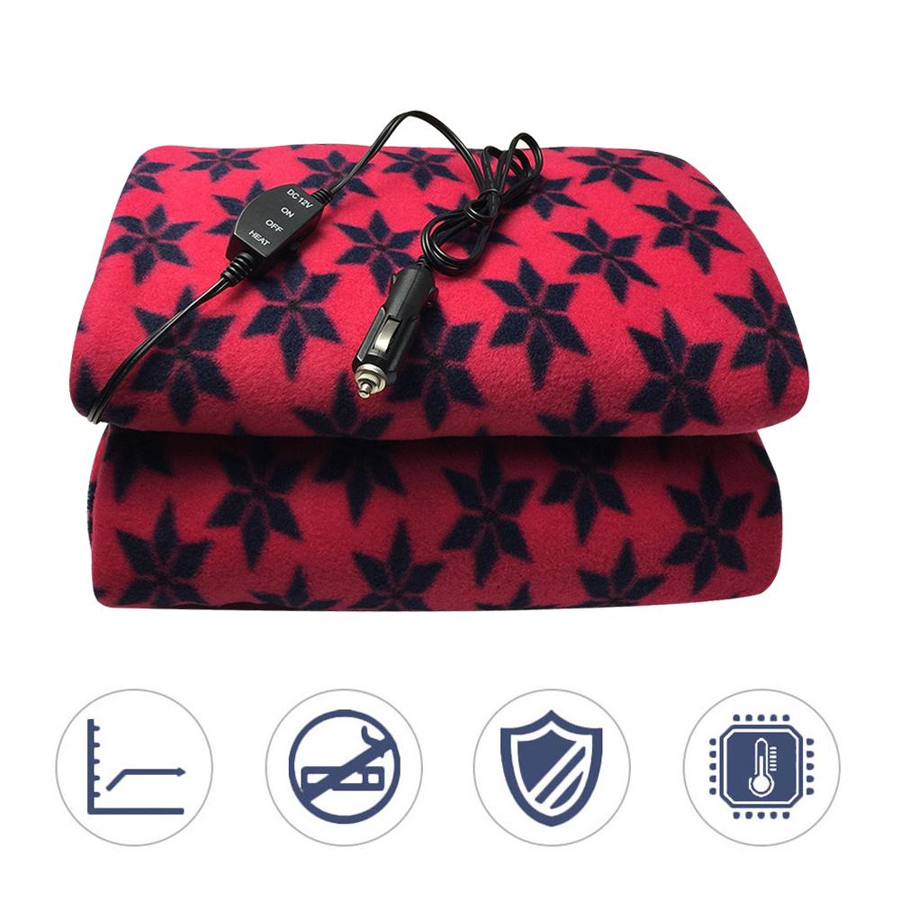 Car Heating Blanket 12V Electric Blanket Energy Saving Warm Electric Blanket Red Pattern Thermostat Heating Blanket 150*100cm