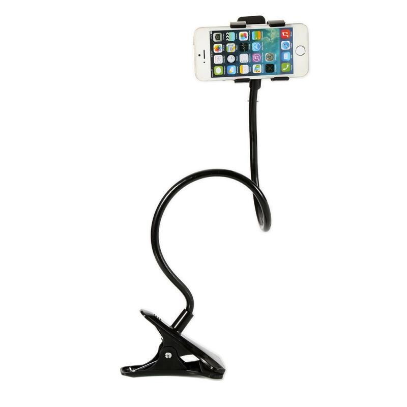 Telefoon Houder 360 ° Roterende Flexibel Lange Arm Telefoon Houder Klem Bed Tablet Auto Selfie Mount Bracket Forsmartphone Telefoon Houder: black