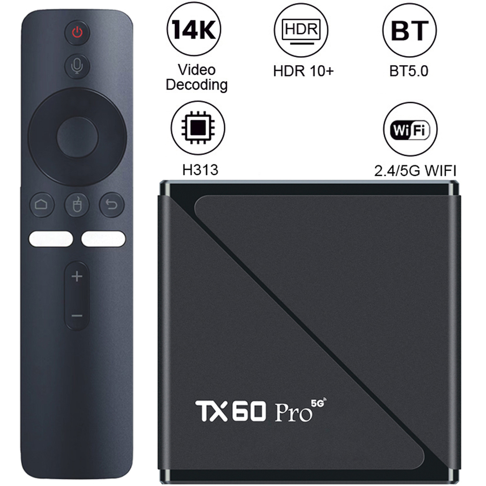 TX60 PRO Smart TV Box 2.4G 5G Dual WiFi 6 Android Set-top Box Lettore Multimediale Domestico con Telecomando 2026: Spina AU