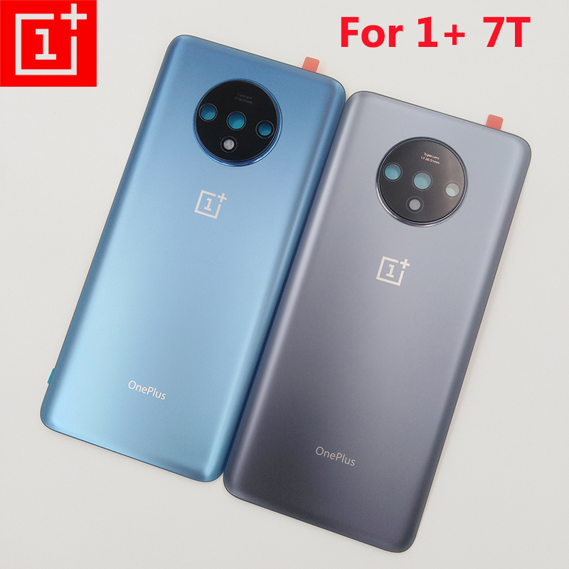 Original Back Battery Cover For One plus 7T Glass Rear Door Housing Replacement Case Repair Parts For Oneplus 1+7T &amp; Camera Lens