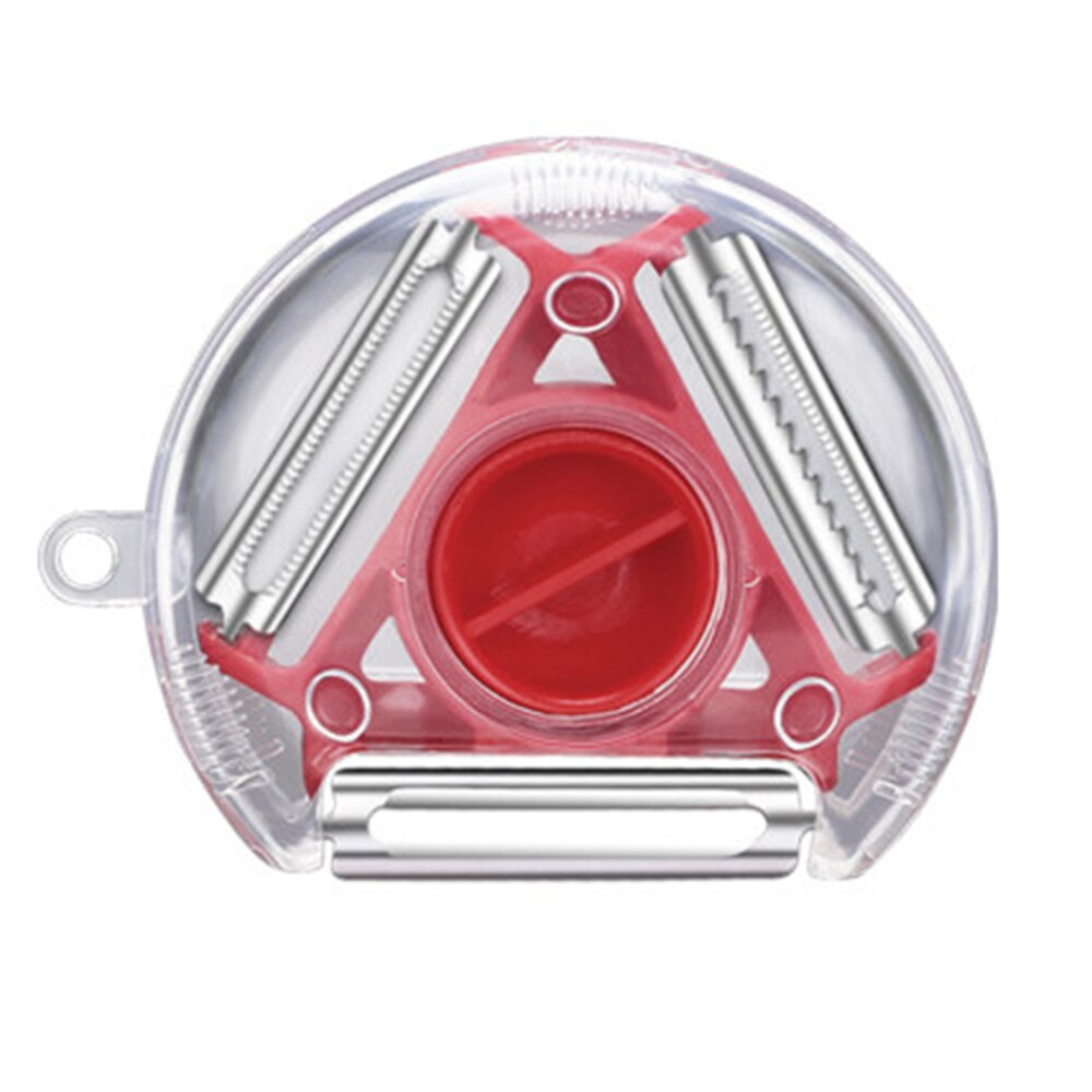 Stainless Steel Magic Trio Peeler Set Slicer Portable Peeler Shredder Cutter Multifunction Peel Blade Zesters Grater KitchenTool: red