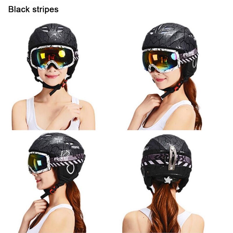 Propro Black M Kids Children Adult Snowboard Ski Helmet Veneer Skateboard Skiing Helmet Outdoor Sports Breathable Windproof