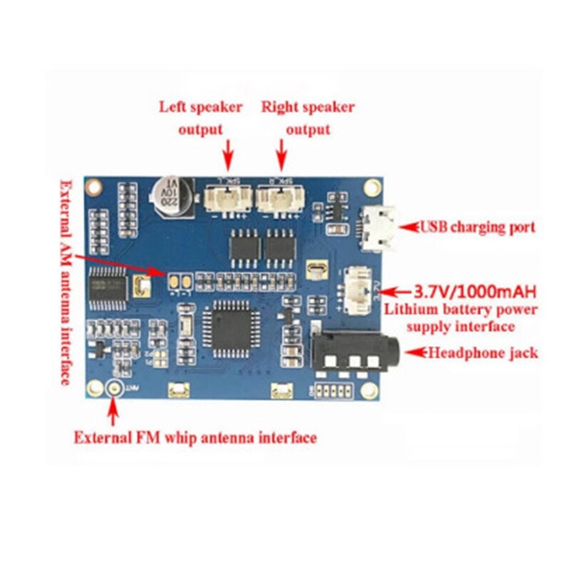 Fm Mw Sw Wireless Radio Receiver Module Dc 3.7V Klok Alarm 2W Stereo Dual Channel