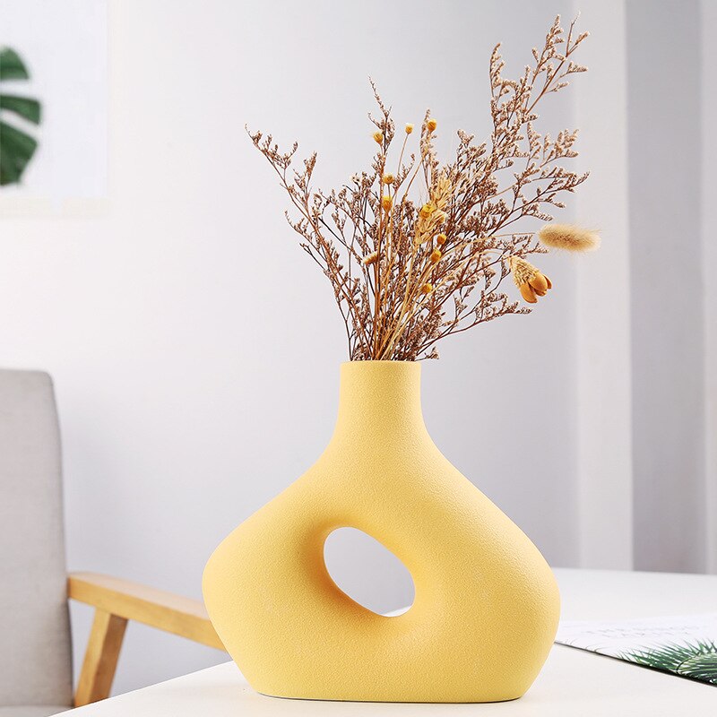 Nordisk keramik vase frostet blomsterbeholder moderne kunst stue boligindretning kontor interiør haveindretning tilbehør