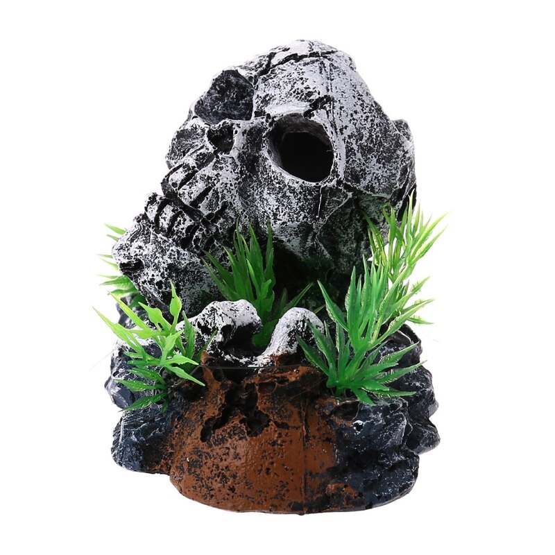 Pirate Skull Skeleton Aquarium Ornament Hiding Cave Fish Tank Decoration Decor