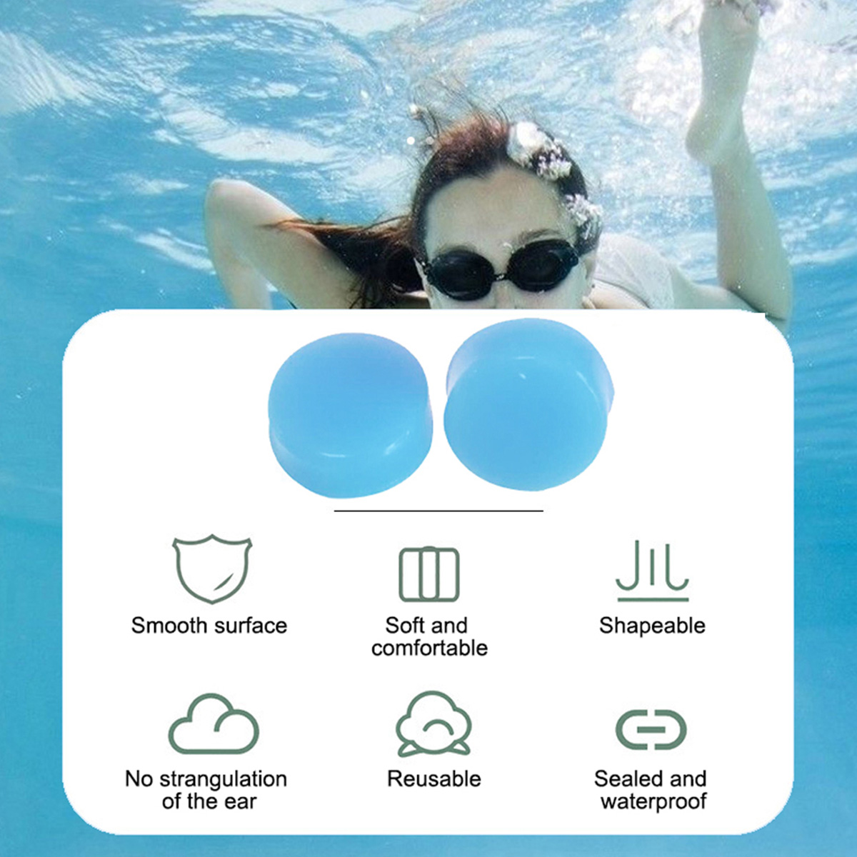 Bouchons d'oreille en Silicone réutilisables, 30/60 pièces, pour dormir, nager, voyage, travailler, étude, réduction du bruit, bouchon d'oreille Flexible