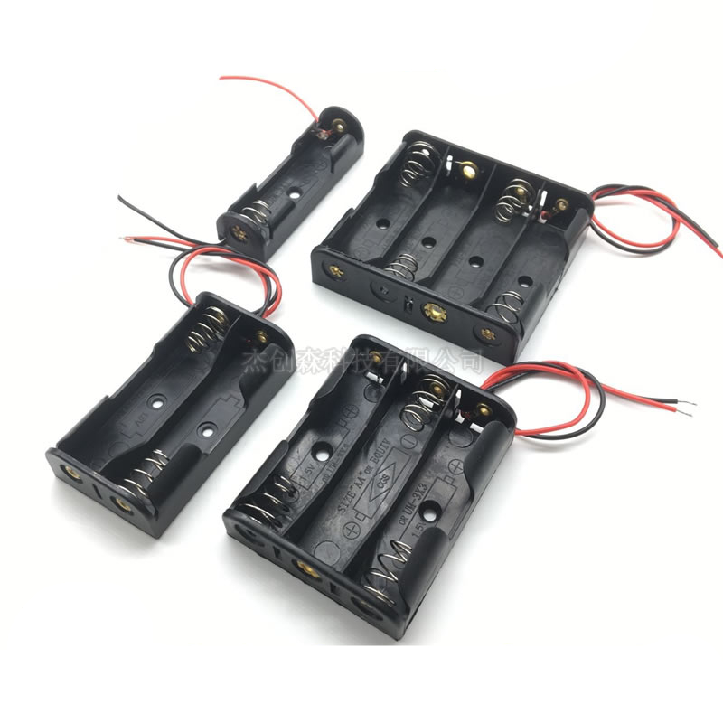Zwarte plastic 1x 2x 3x 4x 18650 batterijhouder 1 2 3 4 sleuf doe-het-zelf batterijclip met draadaansluiting pin