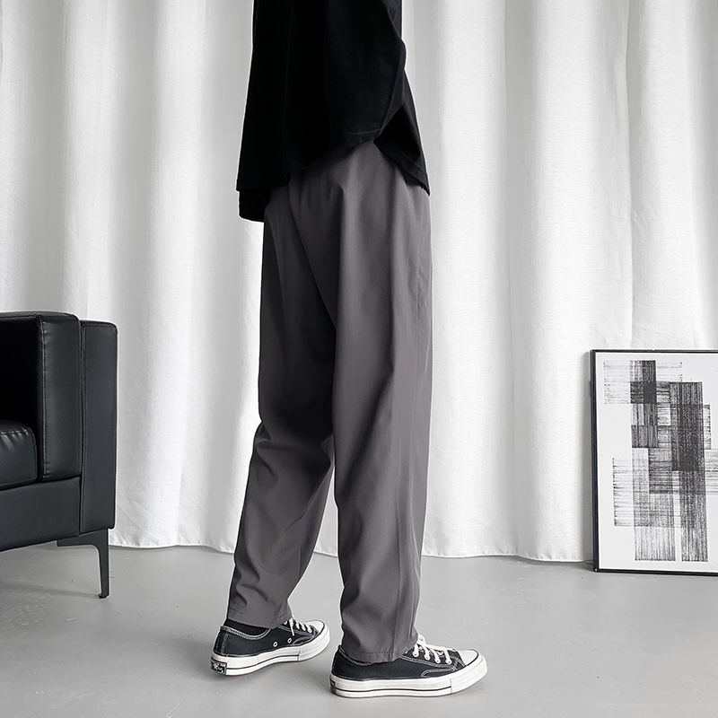 Autumn Straight Casual Pants Men's Solid Color Business Dress Pants Men Streetwear Wild Loose Suit Pants Mens Trousers